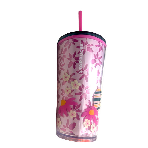Starbucks 2023 Easter Spring Pink Mod Bunny Floral Tumbler 16oz Grande Cup NWT - Picture 6 of 12